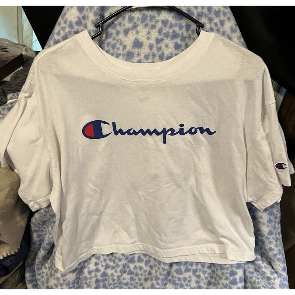 White Champion Croptop T-Shirt Size Large (Read Discription)